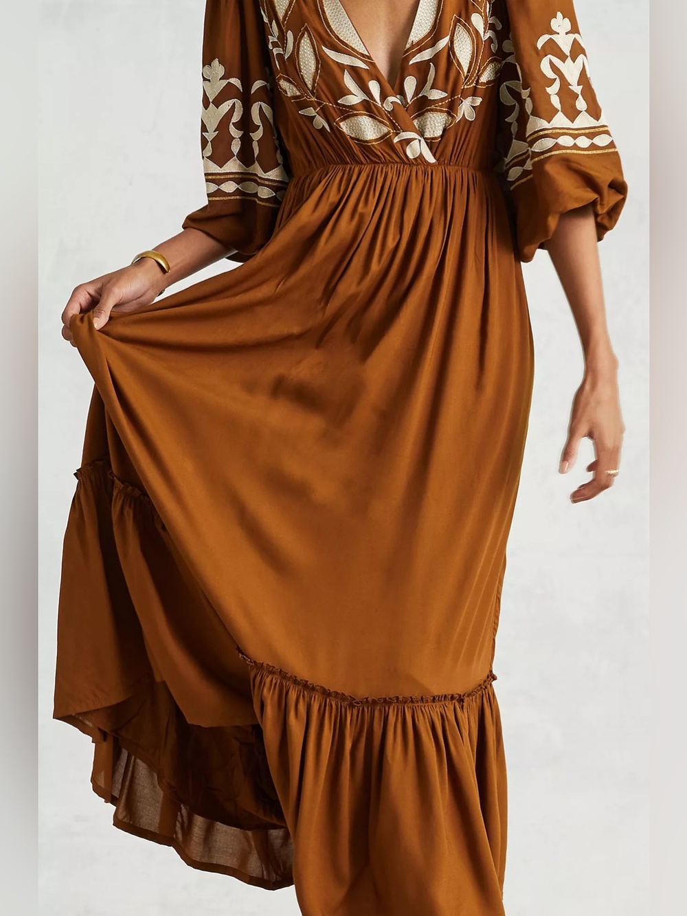 Let Me Be Embroidered Open-Back Maxi Dress Anthropologie XS - Picture 3 of 14
